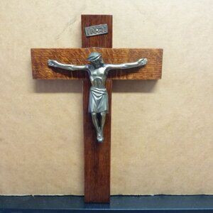 12 inch Vintage Restored Oak Crucifix